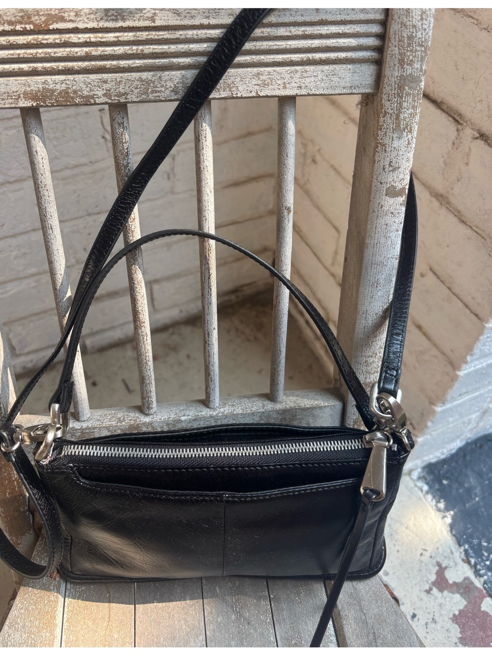 NWOT HOBO Classic Black Leather Convertible Crossbody Shoulder Bag - Picture 10 of 11